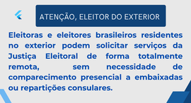 Eleitores brasileiros residentes no exterior podem solicitar serviços da Justiça Eleitoral de fo...