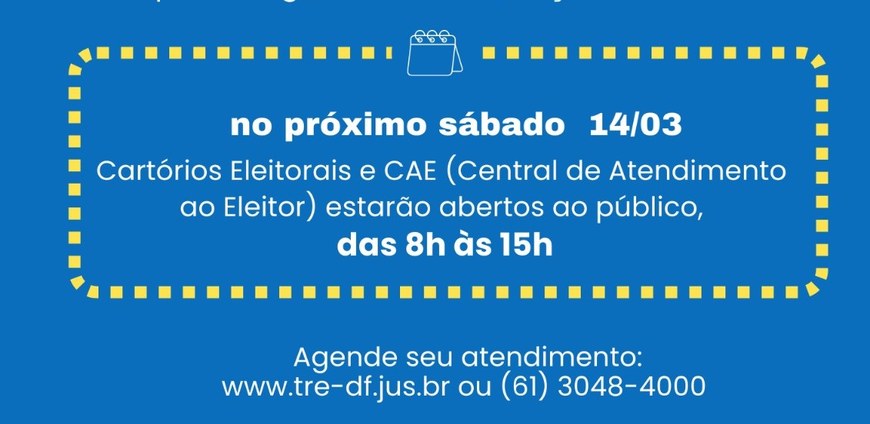 TRE-DF amplia atendimento ao eleitor no sábado (14/03)