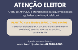 TRE-DF amplia atendimento ao eleitor nos sábados (28/02, 07/03,14/03)