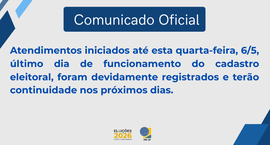 O Tribunal Regional Eleitoral do Distrito Federal (TRE-DF) informa que os atendimentos iniciados...