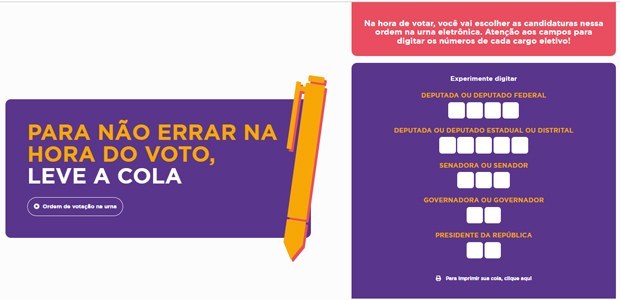 Eleitor pode levar colinha com o número do candidato para agilizar votação Folheto com espaço para preencher a identificação dos candidatos está disponível para impressão ...