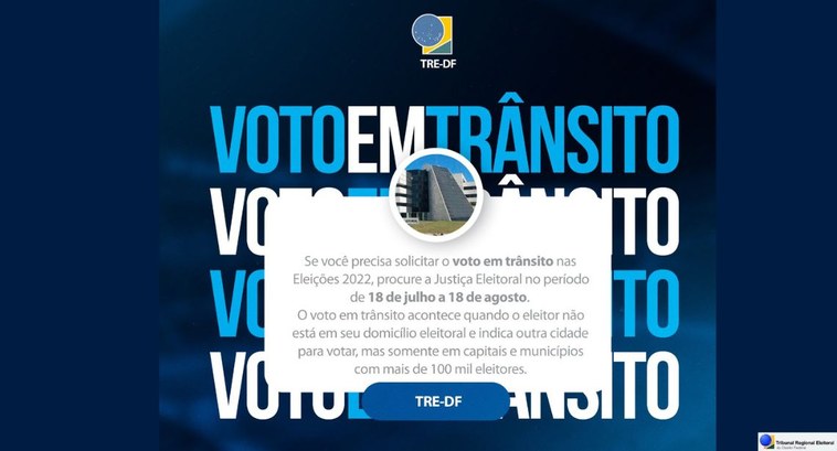 Saiba como solicitar o voto em trânsito no Distrito Federal O atendimento é exclusivamente presencial, com necessidade de agendamento prévio pelo site do TREDF