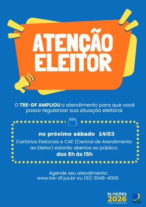 TRE-DF amplia atendimento ao eleitor no sábado (14/03)