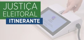 Banner da logo institucional da Justiça Eleitoral Itienrante. No lado esquerdo, sobre um fundo v...